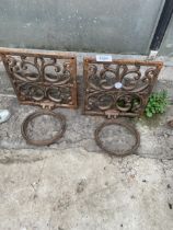 A PAIR OF DECORATIVE VINTAGE WROUGHT IRON WALL MOUNTING BRACKETS