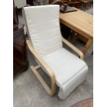 AN IKEA STYLE BENTWOOD FIRESIDE CHAIR