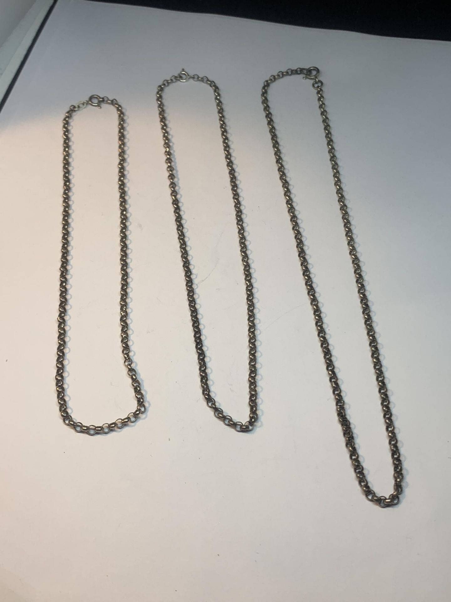 THREE MARKED SILVER BELCHER CHAINS