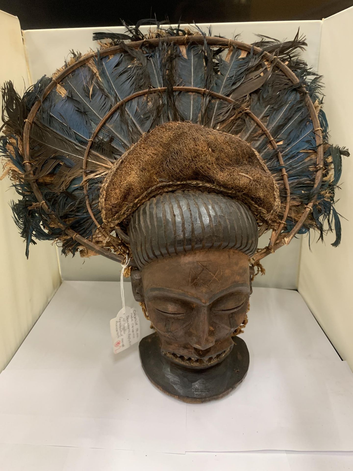 A CHOCKWE TRIBAL MASK CHIHONGO DEMOCRATIC REPUBLIC REPRESENTING MALE ANCESTORS