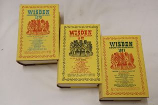 THREE HARDBACK COPIES OF WISDEN'S CRICKETER'S ALMANACKS, 1971. 1972 AND 1973. THESE COPIES ARE IN