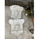 TWO DECORATIVE PLASTER WALL SCONCES (A/F)