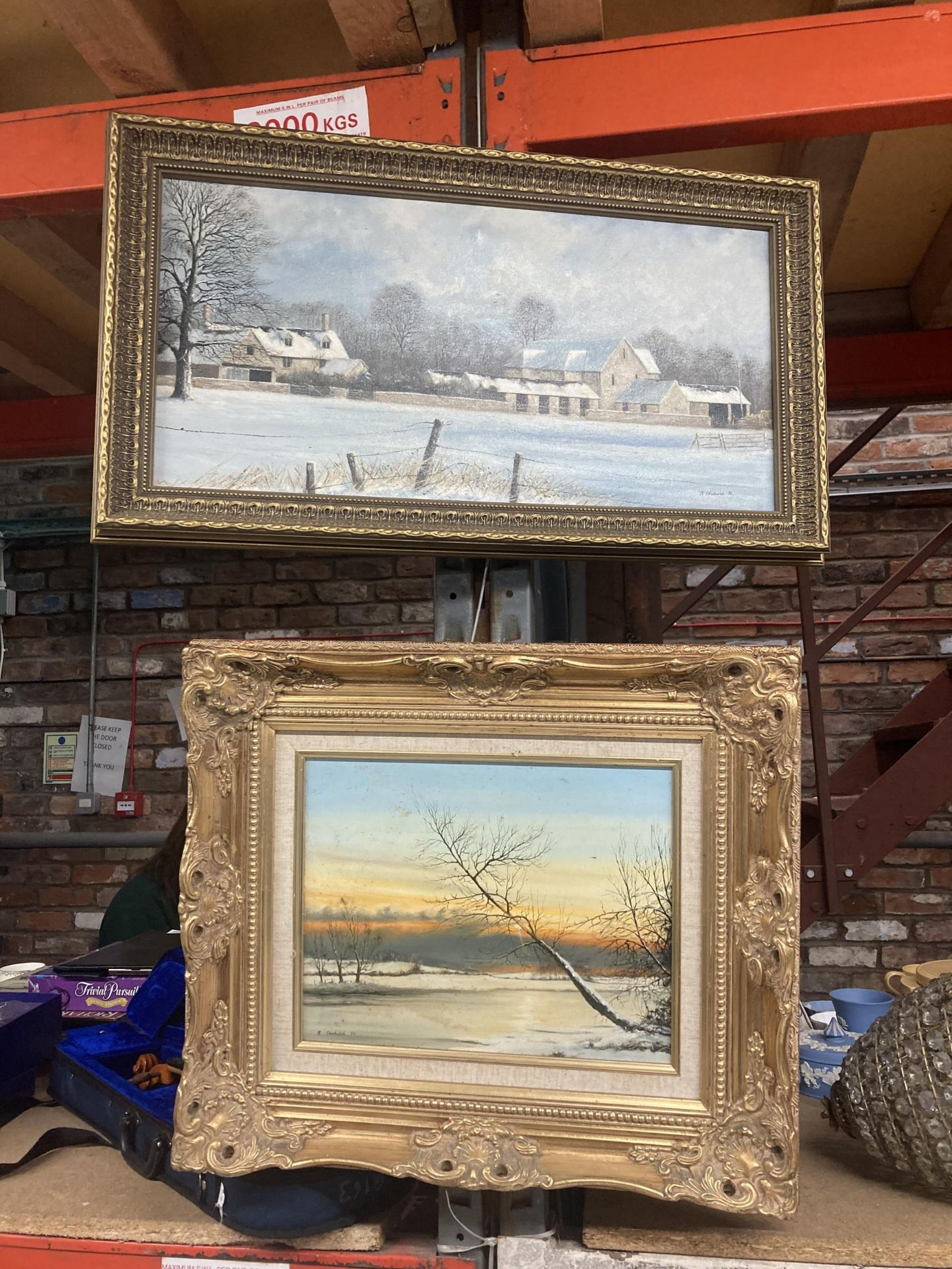 TWO FRAMED OIL ON BOARDS OF COUNTRY SCENES ONE R CHADWICK 95 AND 96