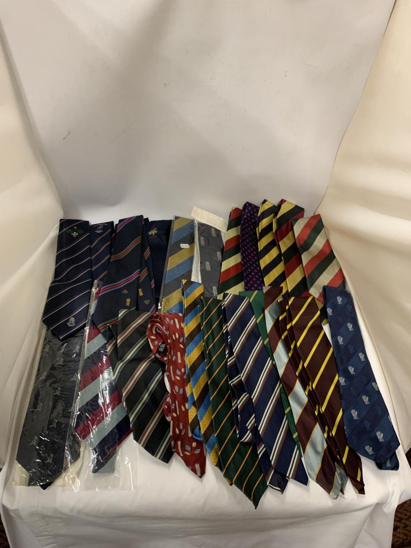 A COLLECTION OF CRICKET BENEFIT TIES, MOSTLY VINTAGE - APPROX 22 IN TOTAL