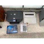 AN ASSORTMENT OF ITEMS TO INCLUDE A HP PRINTER, A TELEPHONE AND A TYPEWRITER ETC
