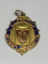 A HALLMARKED 9 CARAT GOLD LANCASHIRE RUGBY LEAGUE MEDAL ENGRAVED WINNERS 1933-34 S. E. MILLER