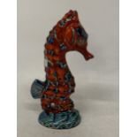 AN ANITA HARRIS HAND PAINTED AND SIGNED IN GOLD SEA HORSE FIGURE