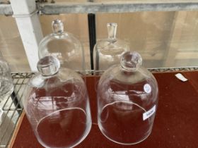 FOUR VARIOUS GLASS DISPLAY DOMES