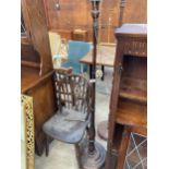 A MID 20TH CENTURY STANDARD LAMP AND WHEELBACK DINING CHAIR