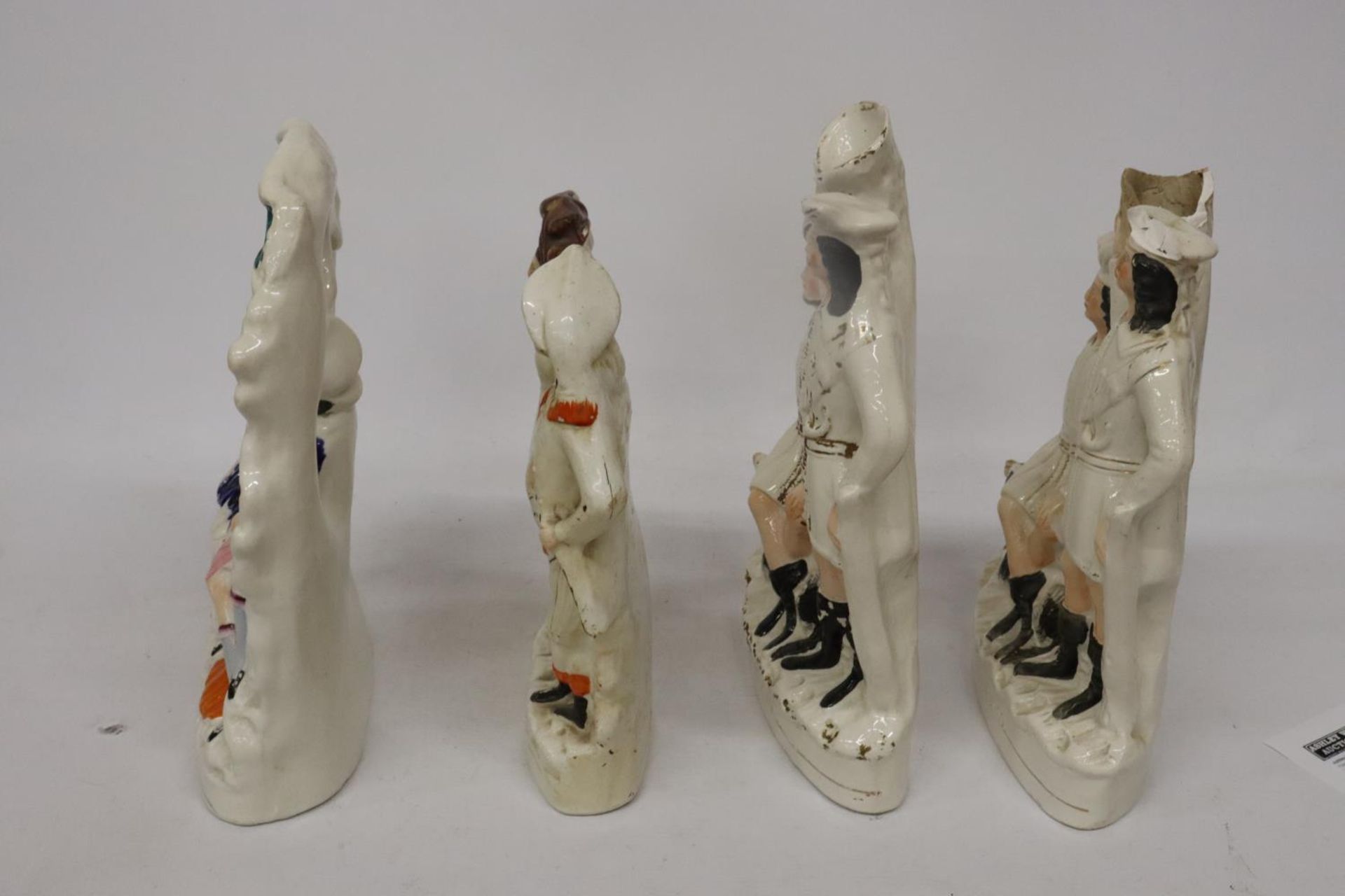 FOUR LARGE STAFFORDSHIRE FLAT BACK FIGURES (A/F) - Image 6 of 7