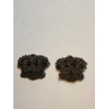 TWO SILVER THREAD CROWN BADGES