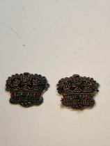 TWO SILVER THREAD CROWN BADGES
