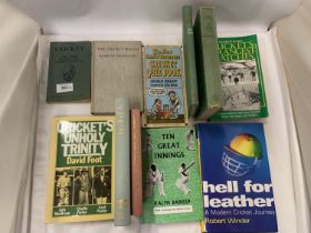 A VARIETY OF CRICKET BOOKS TO INCLUDE, CRICKET'S UNHOLY TRINITY, CRICKET'S STRANGEST MATCHES,