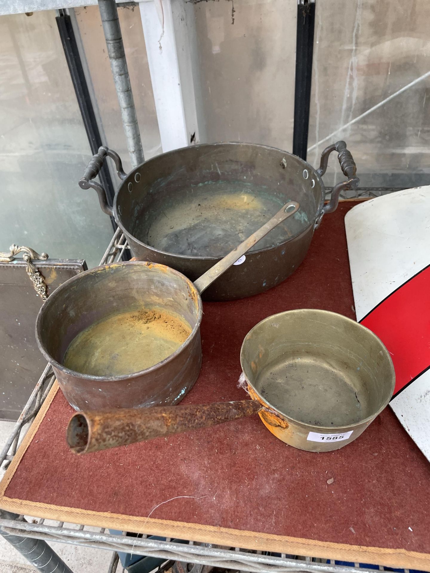 THREE VARIOUS BRASS PANS