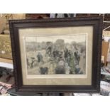 A FRAMED PRINT OF THE ENGRAVING BY WILLIAM HATHERELL 'ON PLEASURE BENT - A BANK HOLIDAY ROADSIDE