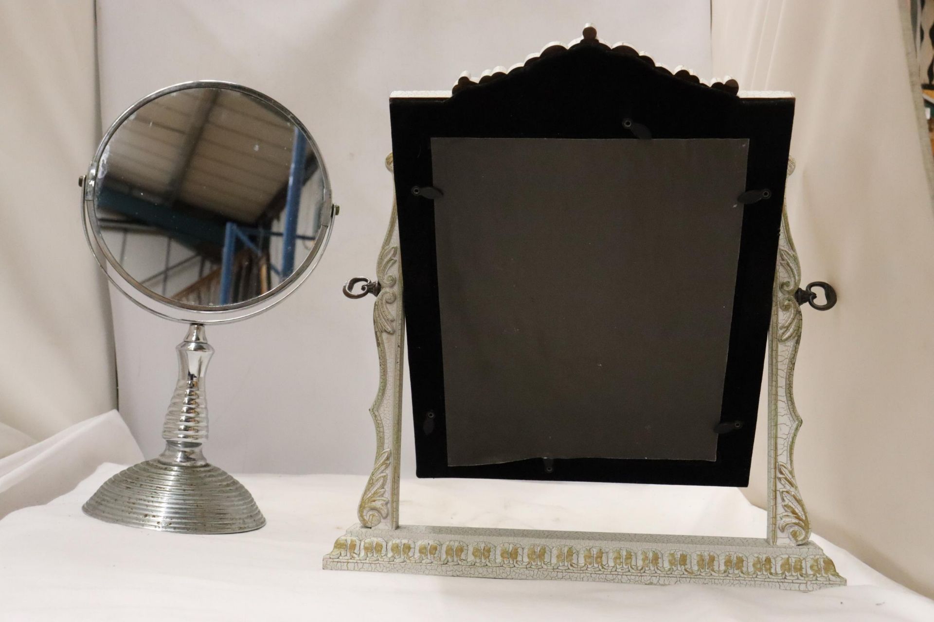 A DRESSING TABLE MIRROR AND A DOUBLE SIDED SHAVING MIRROR - Image 5 of 5