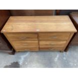 AN OAK CHEST OF SIX DRAWERS 45" WIDE