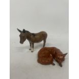 TWO BESWICK FIGURES TO INCLUDE A DONKEY AND A FOX