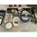 AN ASSORTMENT OF ITEMS TO INCLUDE AN EXERCISE MACHINE, A LIGHT FITTING AND A SANTA FIGURE ETC