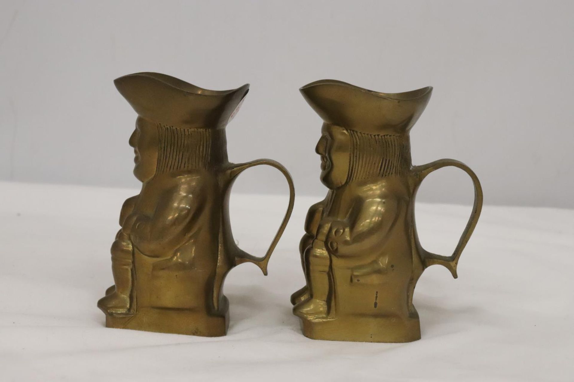 TWO BRASS TOBY JUGS, HEIGHT 12CM - Image 2 of 5