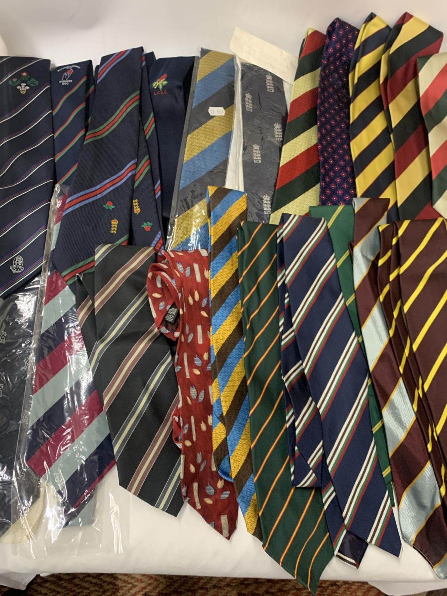 A COLLECTION OF CRICKET BENEFIT TIES, MOSTLY VINTAGE - APPROX 22 IN TOTAL - Image 3 of 4