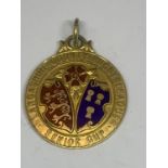 A HALLMARKED 9 CARAT GOLD LANCASHIRE COUNTY RUGBY LEAGUE SENIOR CUP MEDAL. ENGRAVED WINNERS 1935-