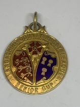 A HALLMARKED 9 CARAT GOLD LANCASHIRE COUNTY RUGBY LEAGUE SENIOR CUP MEDAL. ENGRAVED WINNERS 1935-