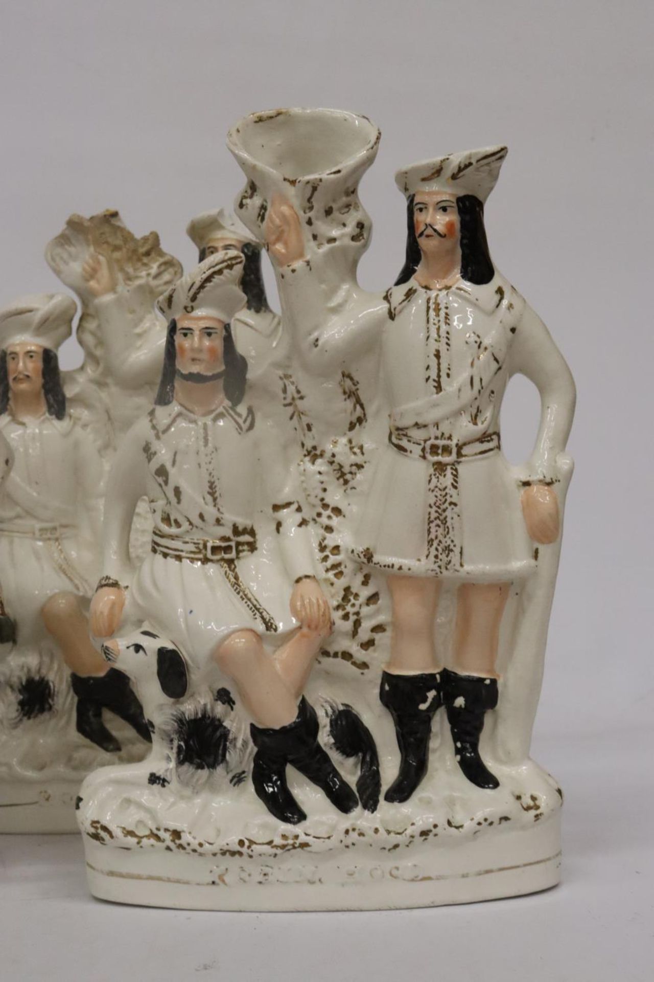 FOUR LARGE STAFFORDSHIRE FLAT BACK FIGURES (A/F) - Image 2 of 7