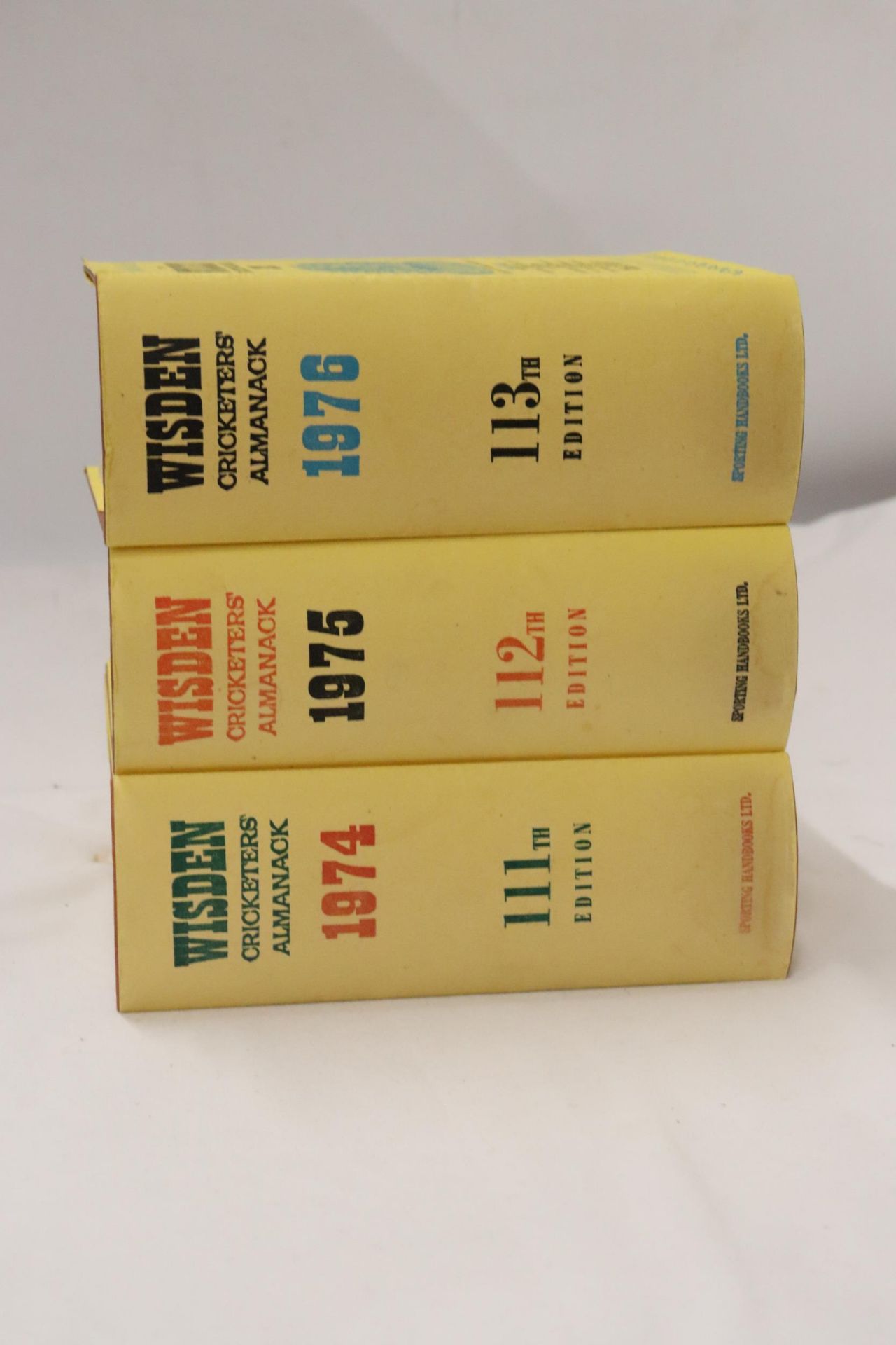 THREE HARDBACK COPIES OF WISDEN'S CRICKETER'S ALMANACKS, 1974, 1975 AND 1976. THESE COPIES ARE IN - Image 3 of 3