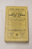 A 1933 COPY OF WISDEN'S CRICKETER'S ALMANACK. THIS COPY IS IN USED CONDITION, THE SPINE IS INTACT