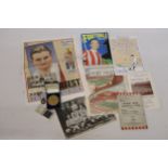 AN ASSORTMENT OF SPORTING MEMORABILIA AND EPHEMERA TO INCLUDE THREE MEDALS, STOKE CITY PROGRAMMES, A