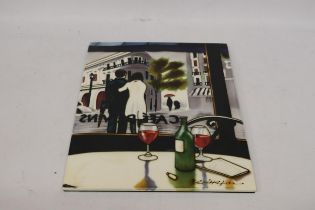 A LARGE TILE "PEOPLE WATCHING" CAFE SCENE