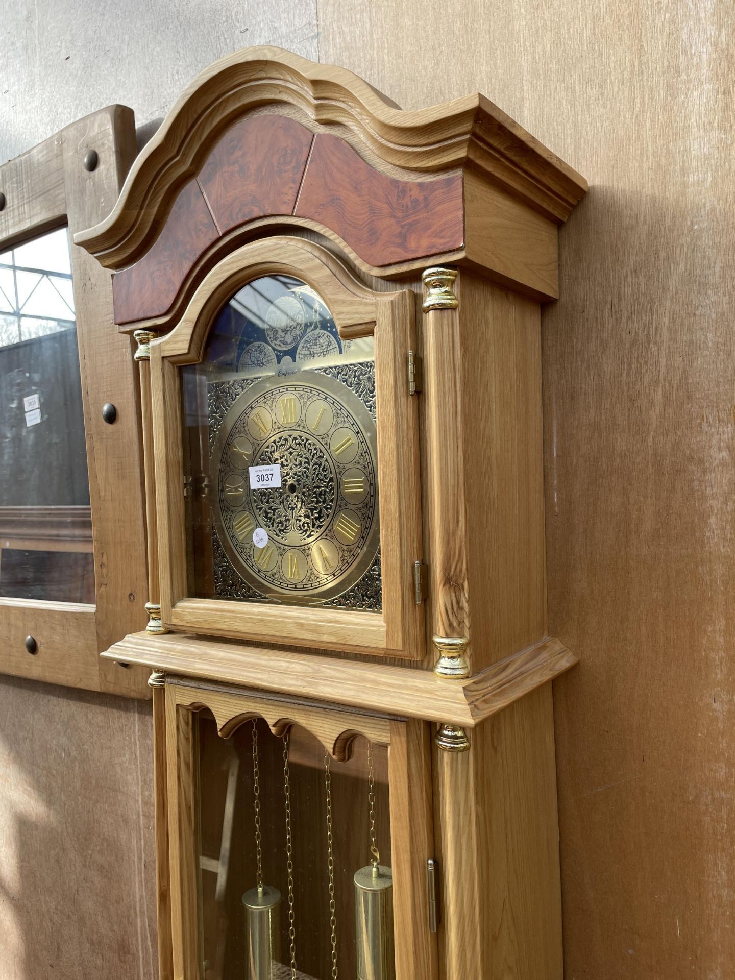A MODERN EMPEROX PINE LONGCASE CLOCK WITH GLASS DOOR - Image 2 of 5