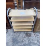 FIVE TIER OPEN SHELVES IN A TUBULAR METAL FRAME 34" WIDE