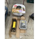 A HOZELOCK IRRIGATION SYSTEM, A FOOT PUMP AND A DETAIL DRILL KIT ETC