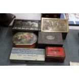 A QUANTITY OF VINTAGE TINS TO INCLUDE CO-OPERATIVE WHOLESALE SOAP WORKS, ETC - 6 IN TOTAL