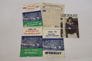 FIVE VARIOUS VINTAGE FOOTBALL PROGRAMMES TO INCLUDE ENGLAND VS HUNGRY NOVEMBER 25TH 1953, LEYTON