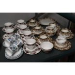 A LARGE QUANTITY OF VINTAGE TEAWARE TO INCLUDE GAINSBOROUGH TRIOS, A CORONATION WARE PART TEASET
