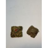 TWO GOLD THREAD MILITARY PIP BADGES