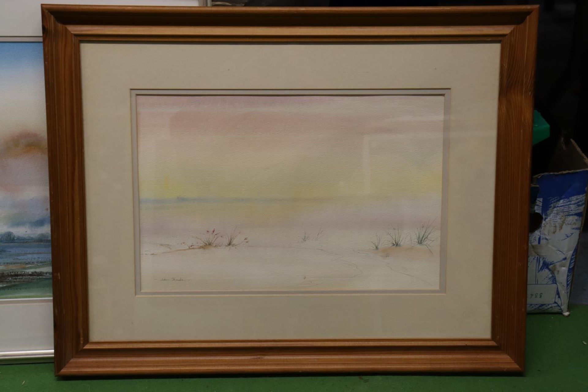 THREE FRAMED WATERCOLOURS, TWO OF COUNTRYSIDE SCENES, THE OTHER A BEACH SCENE, ALL SIGNED - Image 2 of 7