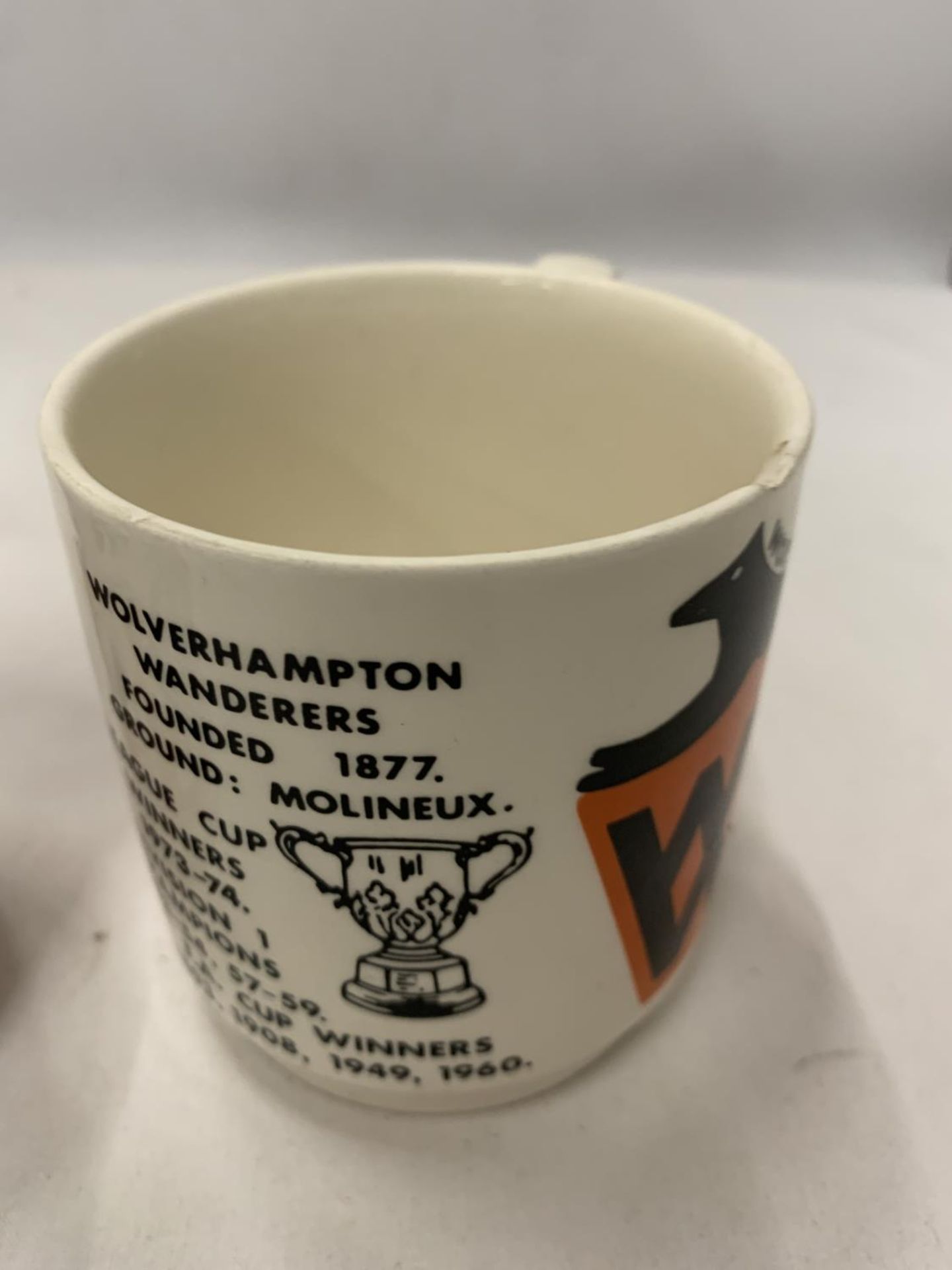THREE WOLVERHAMPTON WANDERERS MUGS FROM THE 1960'S, 1970'S AND 1980'S - Image 4 of 4