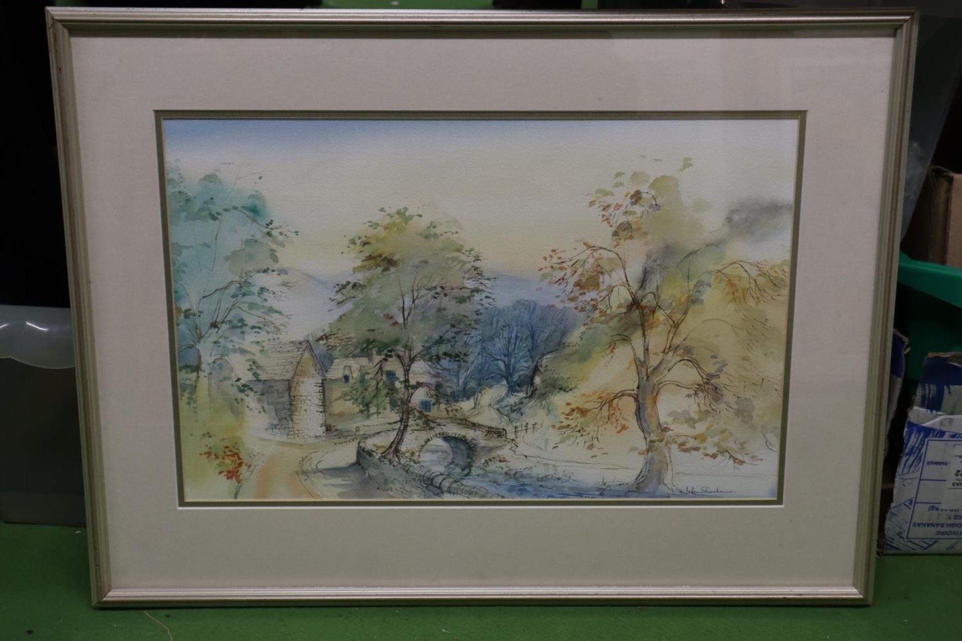 THREE FRAMED WATERCOLOURS, TWO OF COUNTRYSIDE SCENES, THE OTHER A BEACH SCENE, ALL SIGNED - Image 4 of 7