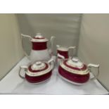 A SPODE BONE CHINA COFFEE SET COMPRISING OF A COFFEE POT, JUG, LIDDED CREAM AND SUGAR