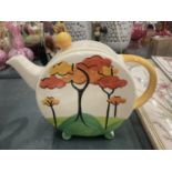 A PAST TIMES CLARICE CLIFF STYLE TEAPOT