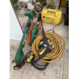 A KARCHER KB1010 PRESSURE WASHER, A BLACK AND DECKER ELECTRIC HEDGE TRIMMER AND A BLACK AND DECKER