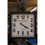 A LARGE METAL FRENCH CLOCK, DUPONT AND ALLARDET, 60CM X 60CM