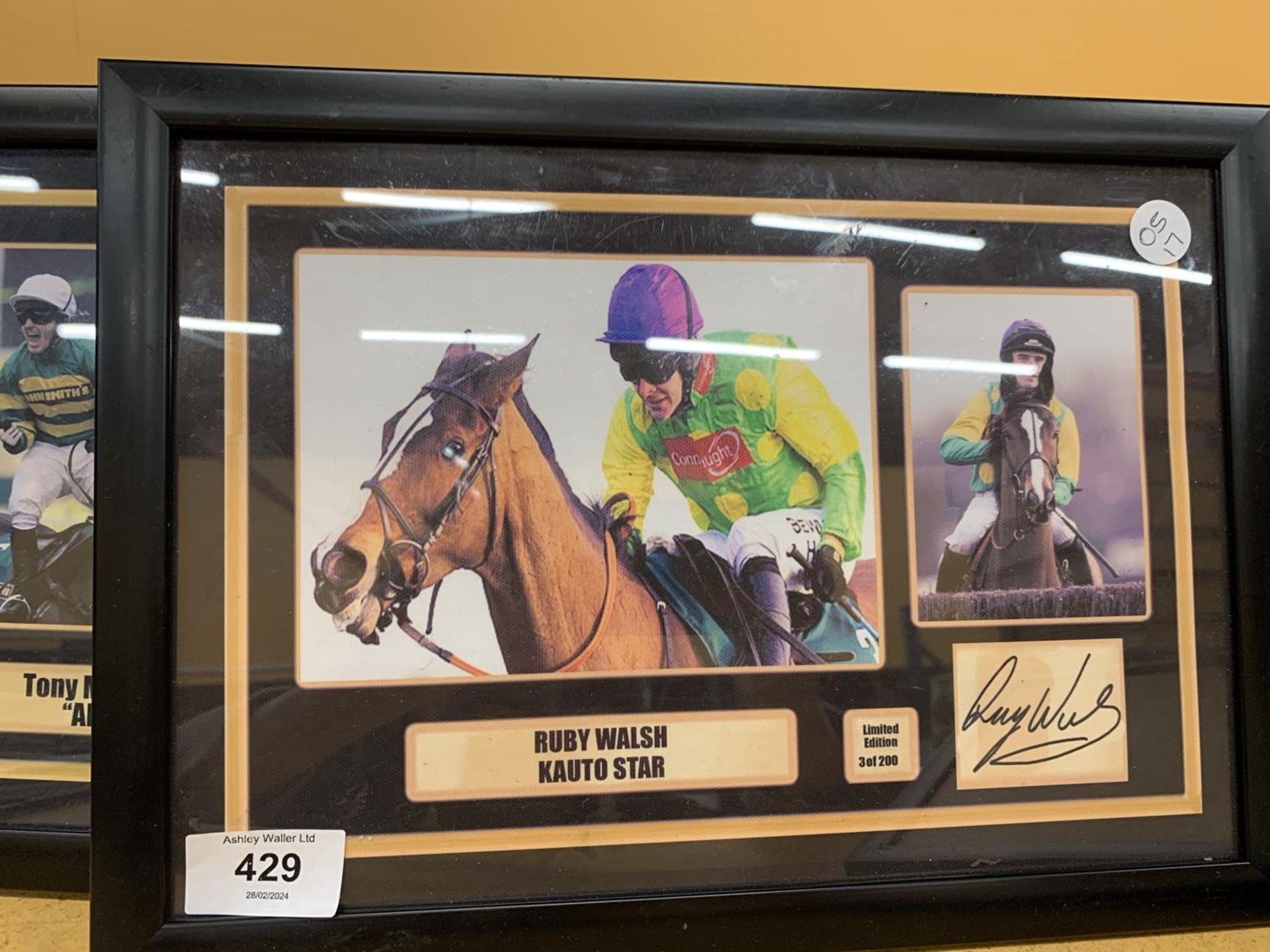 THREE AUTOGRAPHED FRAMED MONTAGES OF LESTER PIGGOTT, RUBY WALSH AND TONY McCOY - Image 3 of 4