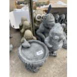 FIVE VARIOUS CONCRETE GARDEN FIGURES TO INCLUDE WHINNIE THE POOH AND A MINION ETC