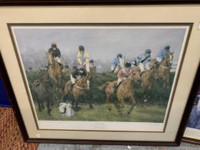 A LIMITED EDITION, 43/500, PRINT OF GRAND NATIONAL HEROES, SIGNED IN PENCIL BY THE ARTIST, S J
