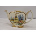 A VINTAGE HEARTSHAPED TEAPOT LINGARD WEBSTER "KEY TO MY HEART"